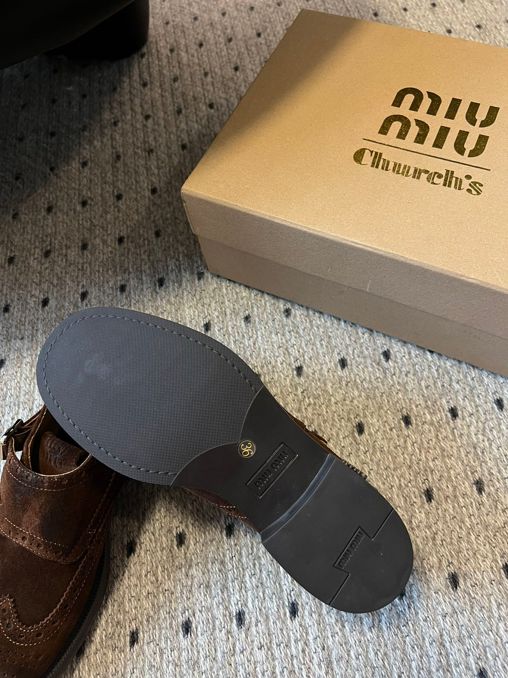 MIUMIU 26S LACE-UP BROGUE LOAFERS IN CHOCOLATE BROWN SUEDE