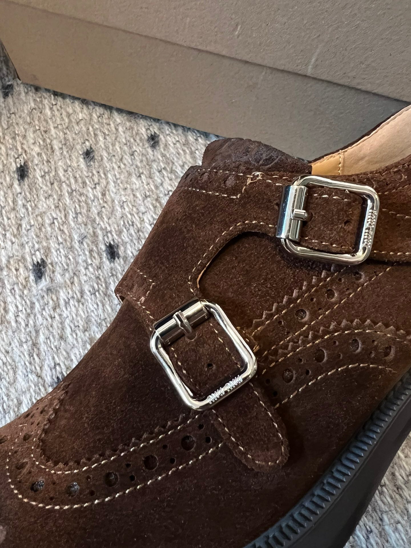 MIUMIU 26S LACE-UP BROGUE LOAFERS IN CHOCOLATE BROWN SUEDE