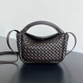 COBBLE TOP HANDLE BAG 23 IN CHOCOLATE LAMBSKIN