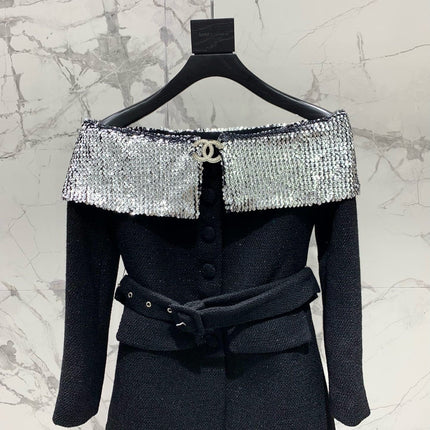 YSL 25S OFF-SHOULDER SEQUIN JACKET STYLE 185