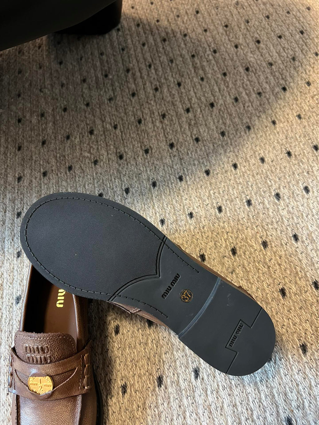 MIUMIU 26S PENNY LOAFERS IN BROWN CALFSKIN GOLD HARDWARE