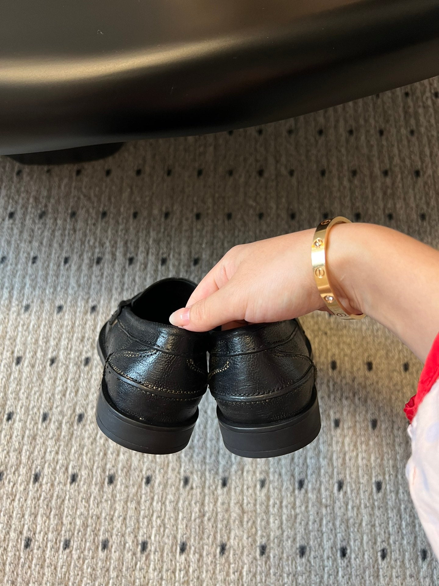 MIUMIU 26S PENNY LOAFERS IN BLACK CALFSKIN GOLD HARDWARE