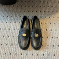 MIUMIU 26S PENNY LOAFERS IN BLACK CALFSKIN GOLD HARDWARE