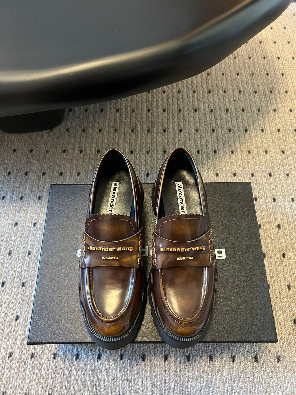 CARTER MID-HEEL 5 CM LUG LOAFER IN CHOCOLATE BROWN LAMBSKIN