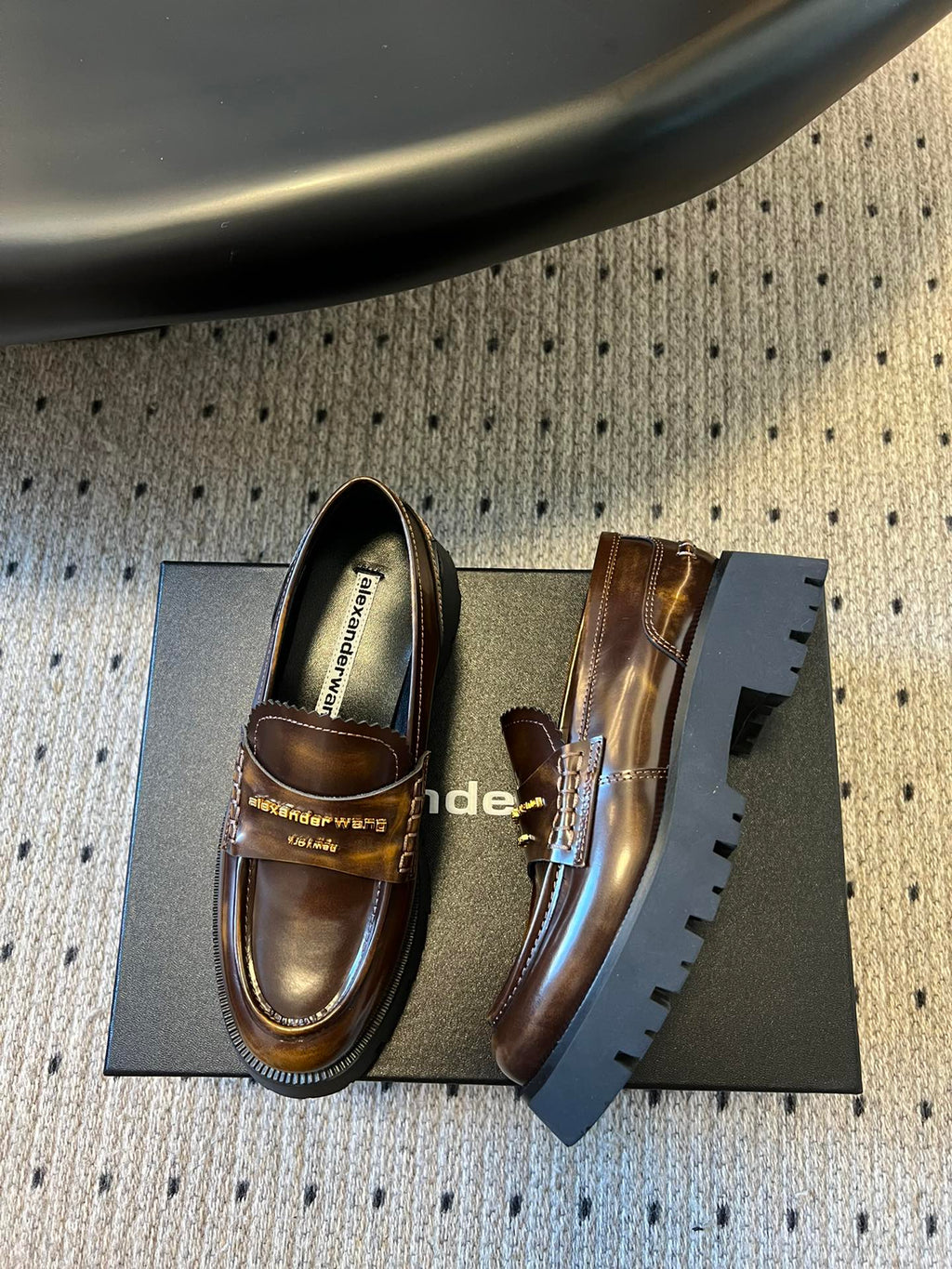 CARTER MID-HEEL 5 CM LUG LOAFER IN CHOCOLATE BROWN LAMBSKIN