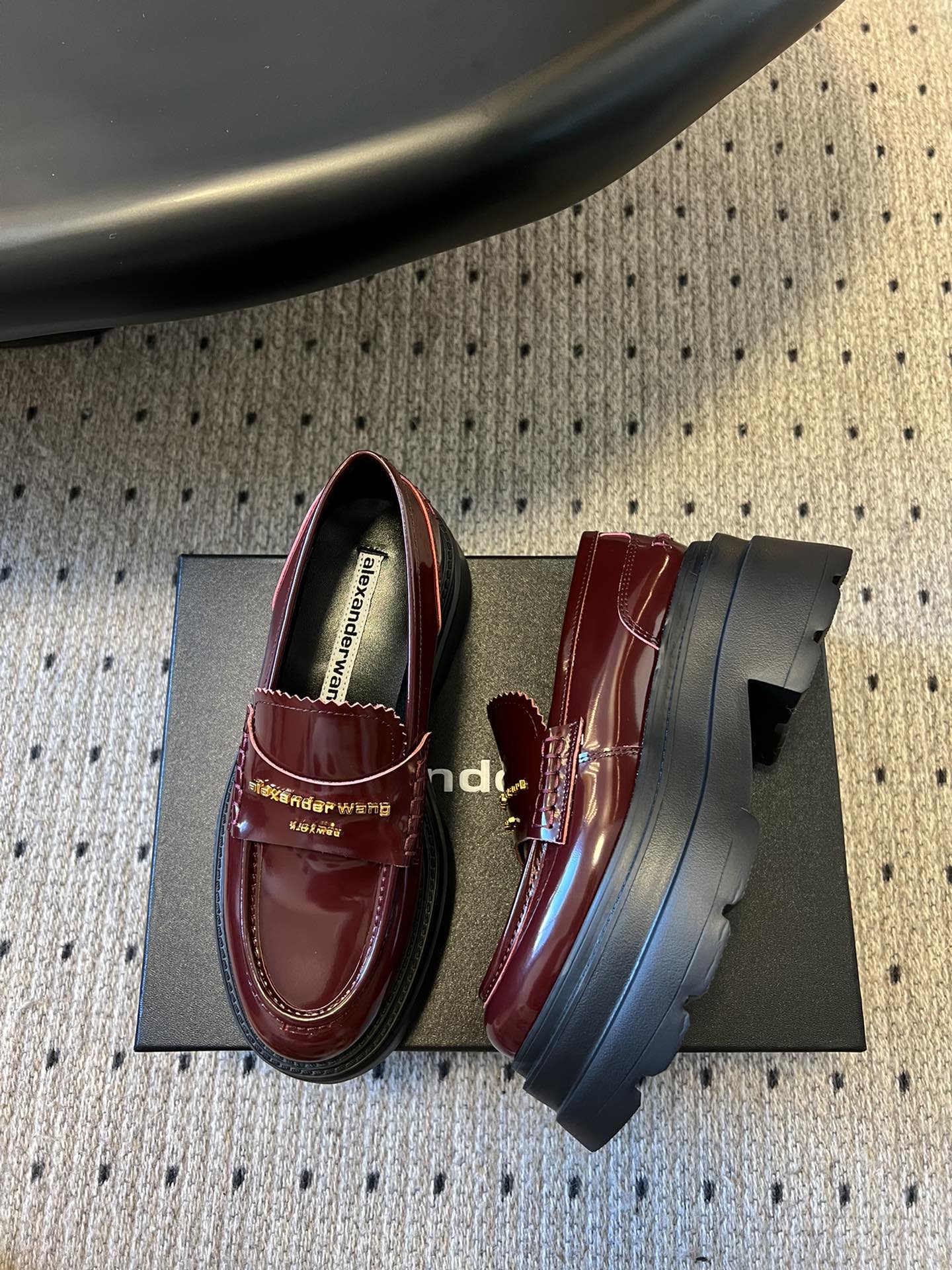 CARTER PLATFORM 75 MM LOAFER IN BURGUNDY RED LAMBSKIN