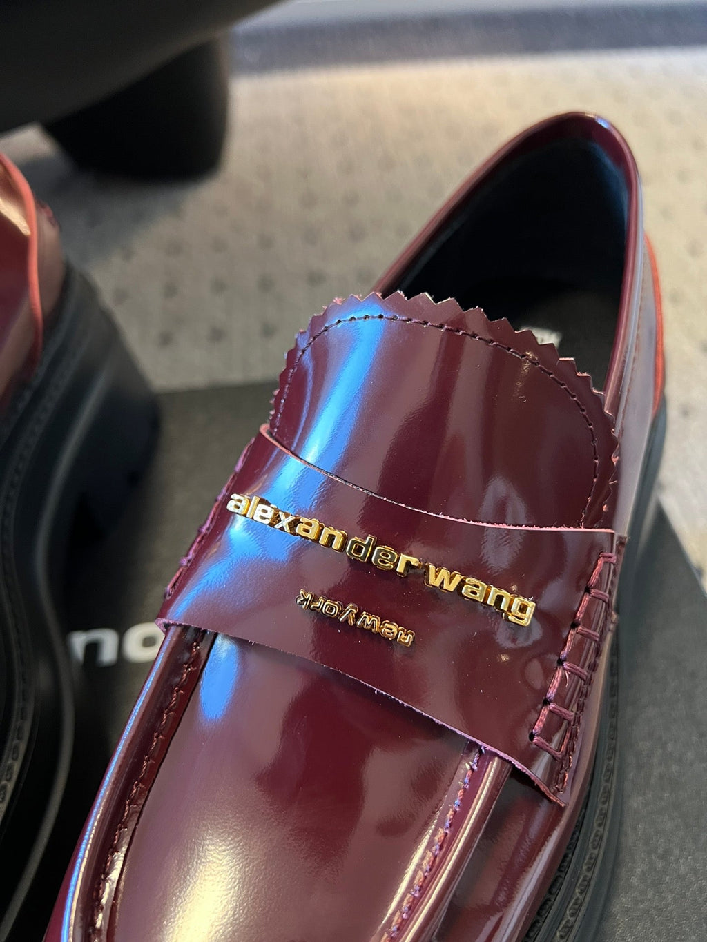CARTER PLATFORM 75 MM LOAFER IN BURGUNDY RED LAMBSKIN