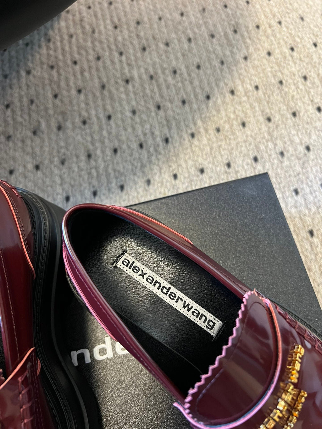 CARTER PLATFORM 75 MM LOAFER IN BURGUNDY RED LAMBSKIN