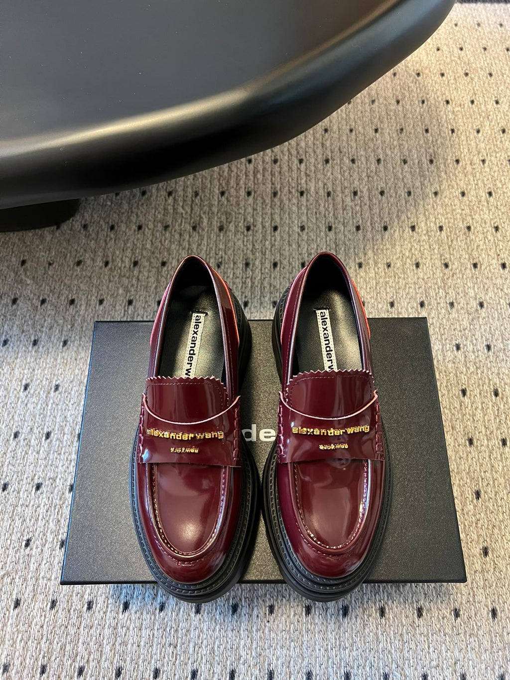 CARTER PLATFORM 75 MM LOAFER IN BURGUNDY RED LAMBSKIN