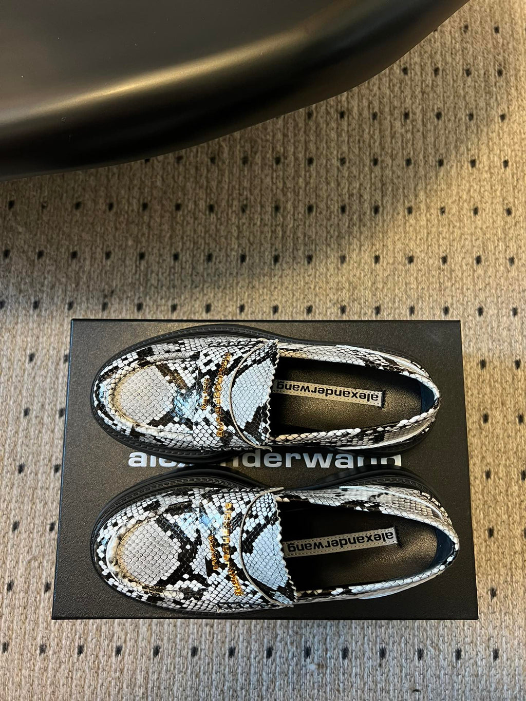 CARTER PLATFORM 75 MM LOAFER IN BLACK MIX WHITE GRAINED LAMBSKIN