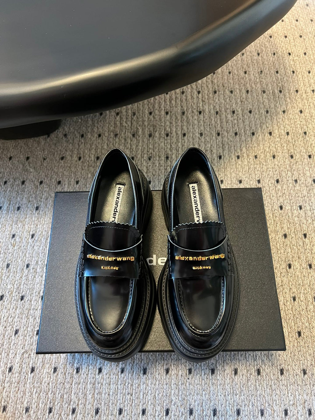 CARTER PLATFORM 75 MM LOAFER IN BLACK LAMBSKIN