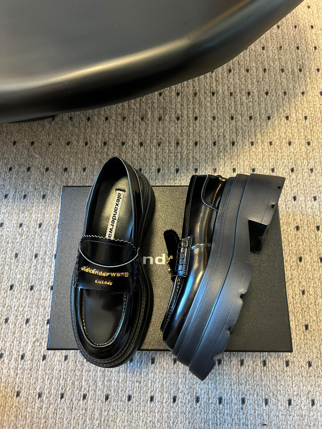 CARTER PLATFORM 75 MM LOAFER IN BLACK LAMBSKIN