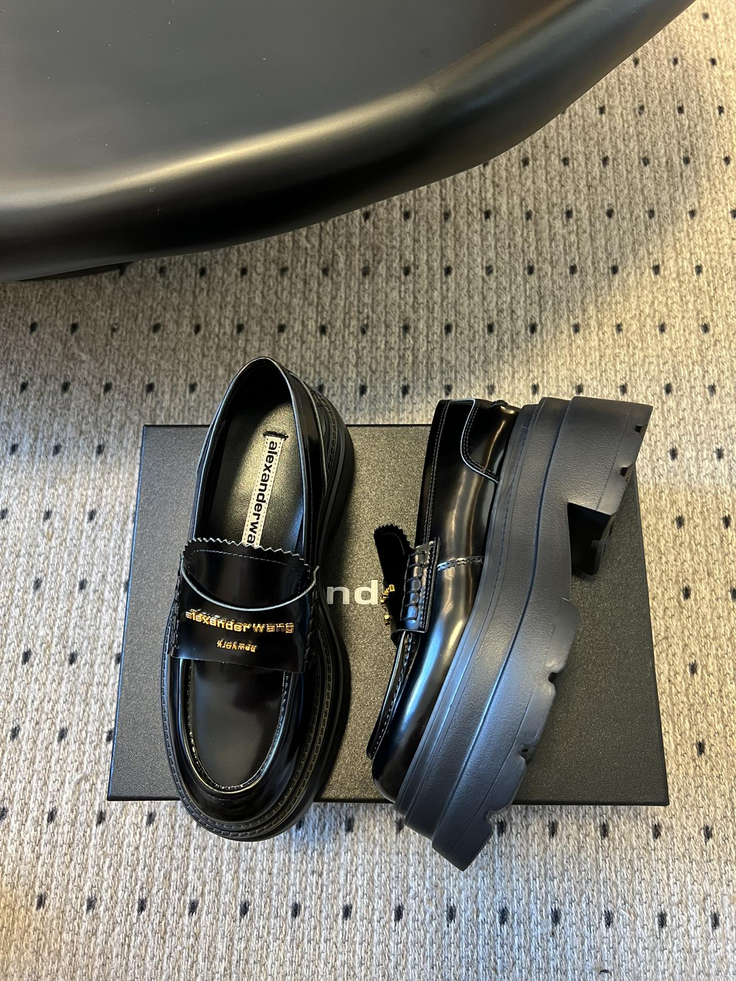 CARTER PLATFORM 75 MM LOAFER IN BLACK LAMBSKIN