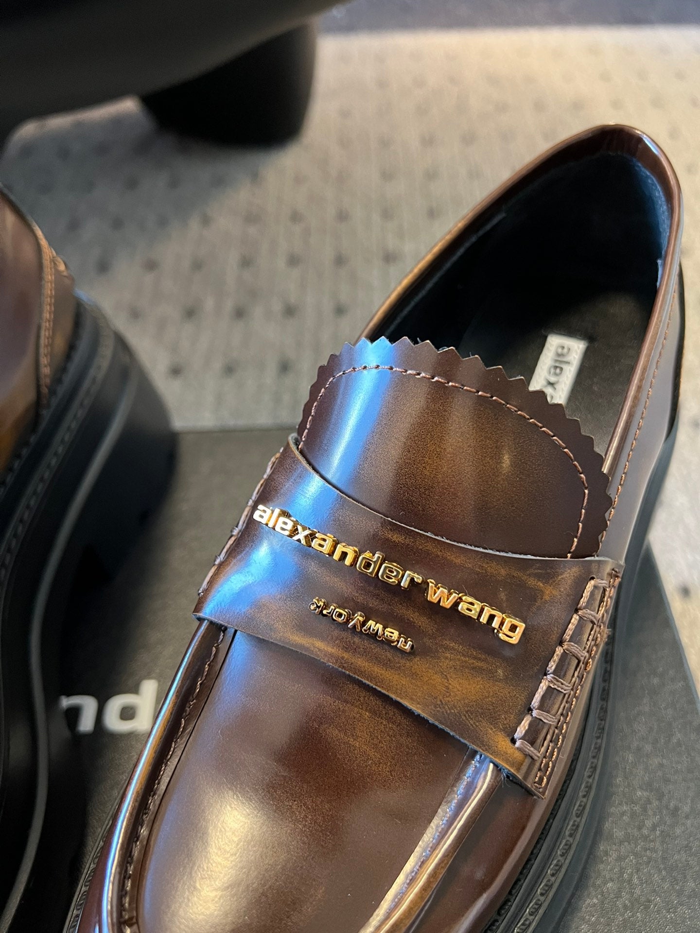 CARTER PLATFORM 75 MM LOAFER IN CHOCOLATE BROWN LAMBSKIN