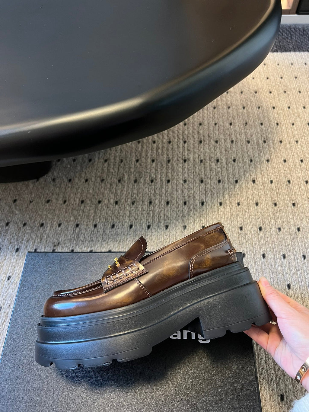 CARTER PLATFORM 75 MM LOAFER IN CHOCOLATE BROWN LAMBSKIN