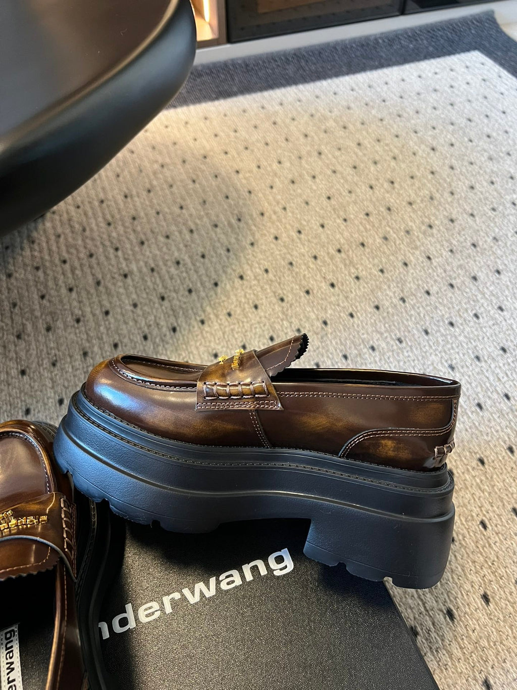 CARTER PLATFORM 75 MM LOAFER IN CHOCOLATE BROWN LAMBSKIN