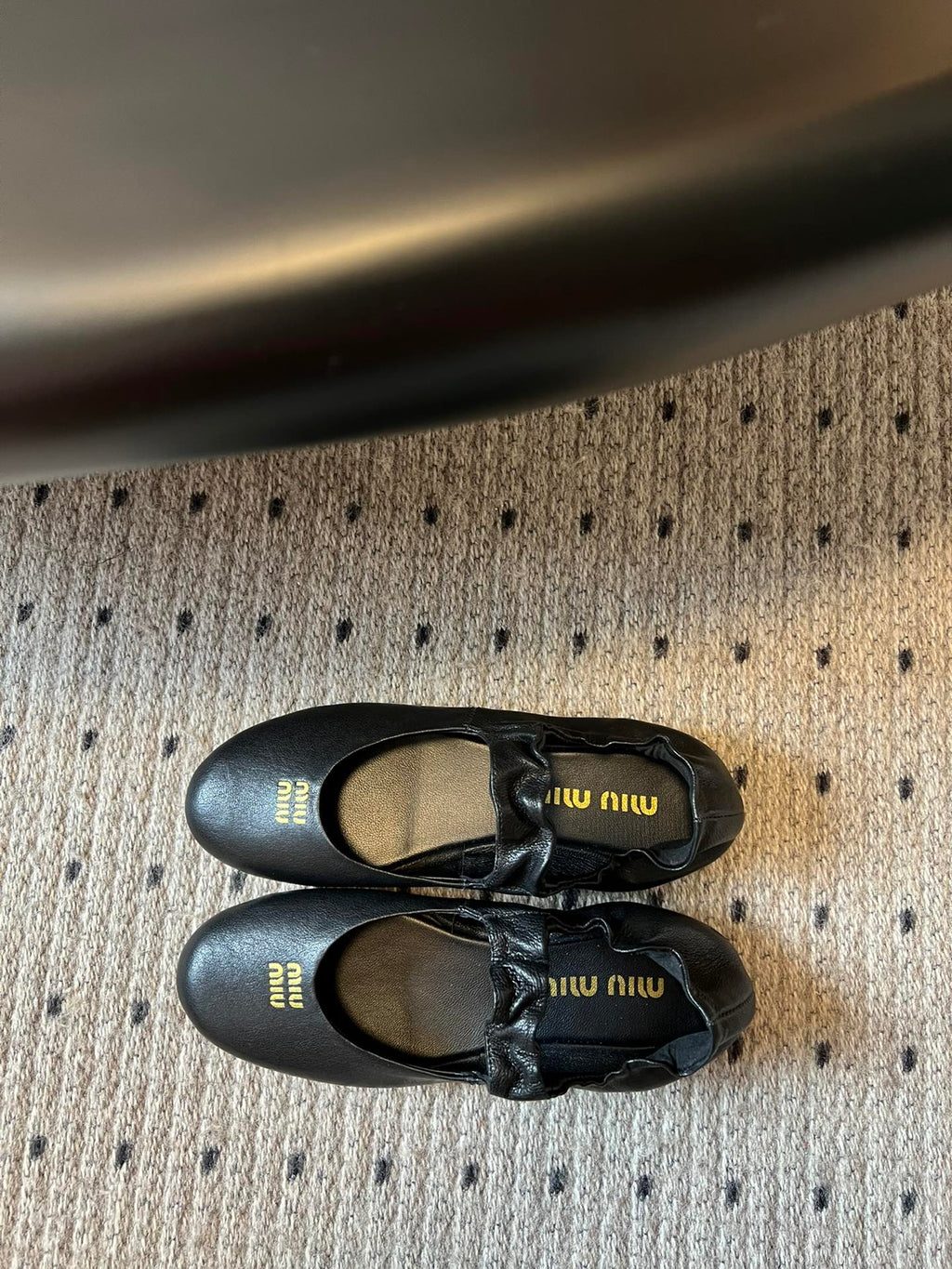 MIUMIU 26S BALLERINAS IN BLACK RUCHES NAPPA CALFSKIN