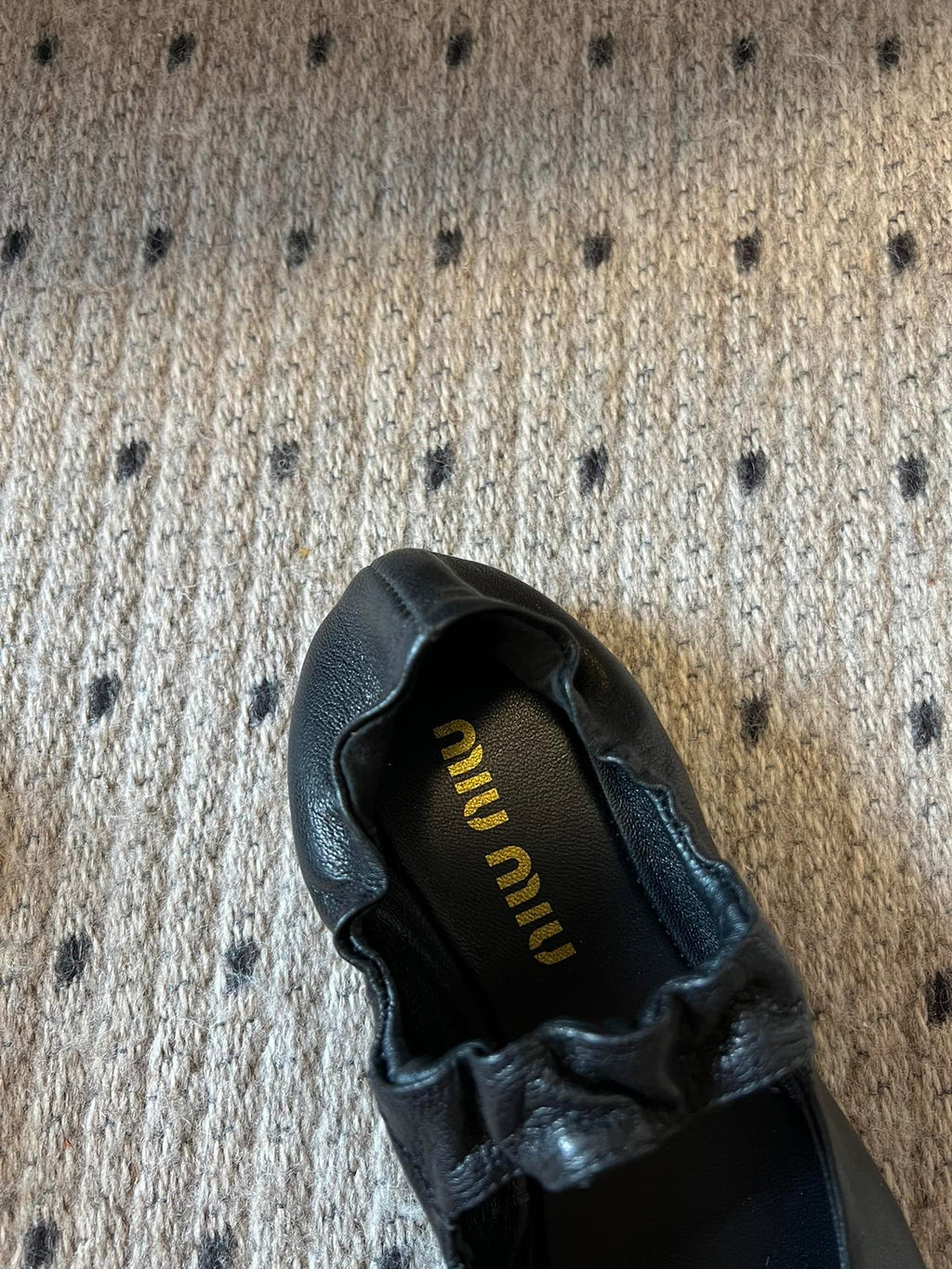 MIUMIU 26S BALLERINAS IN BLACK RUCHES NAPPA CALFSKIN