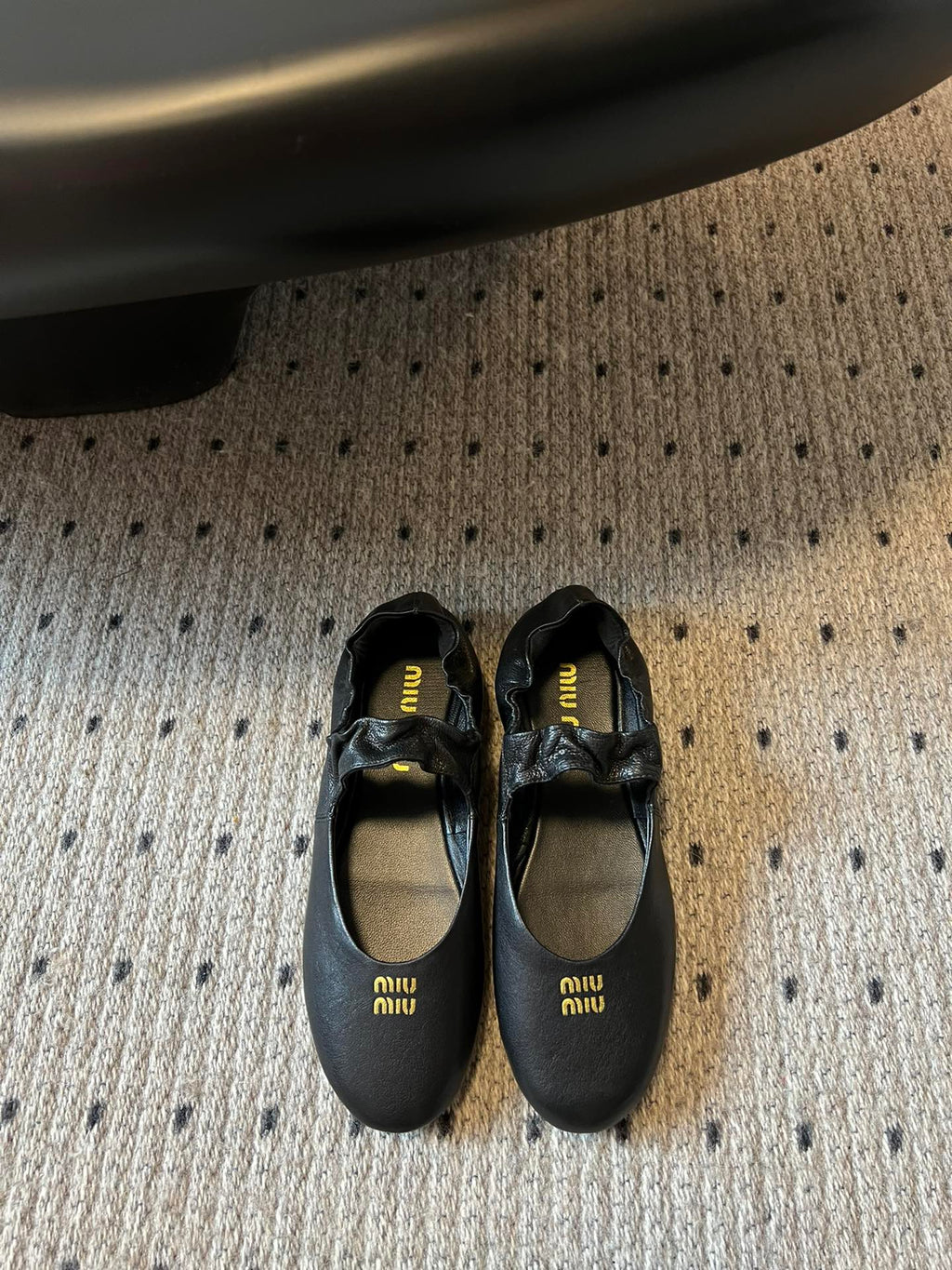 MIUMIU 26S BALLERINAS IN BLACK RUCHES NAPPA CALFSKIN