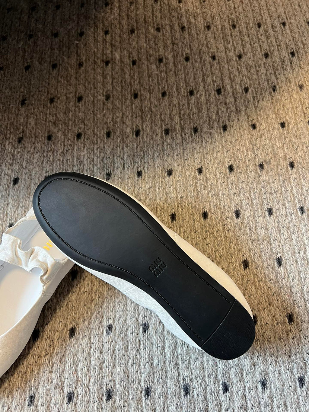 MIUMIU 26S BALLERINAS IN WHITE RUCHES NAPPA CALFSKIN