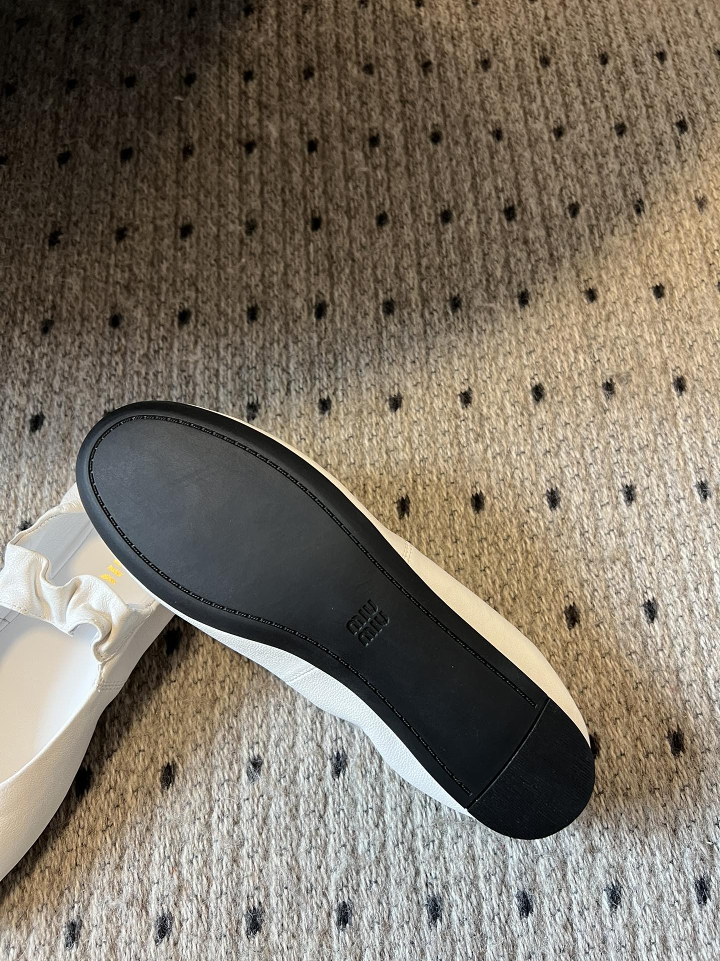MIUMIU 26S BALLERINAS IN WHITE RUCHES NAPPA CALFSKIN
