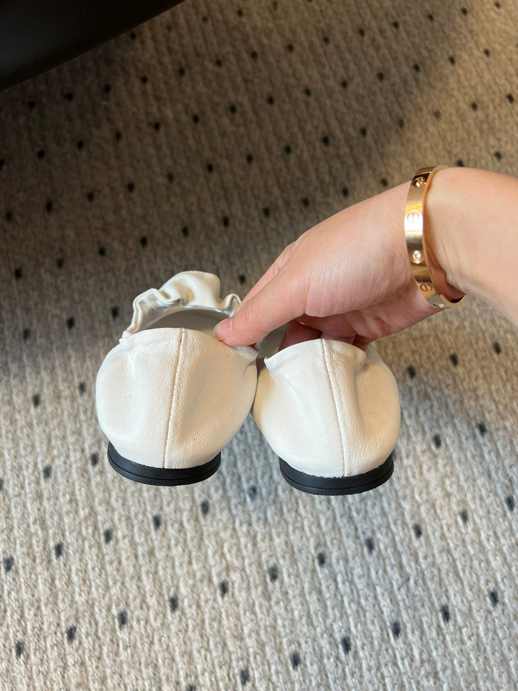 MIUMIU 26S BALLERINAS IN WHITE RUCHES NAPPA CALFSKIN
