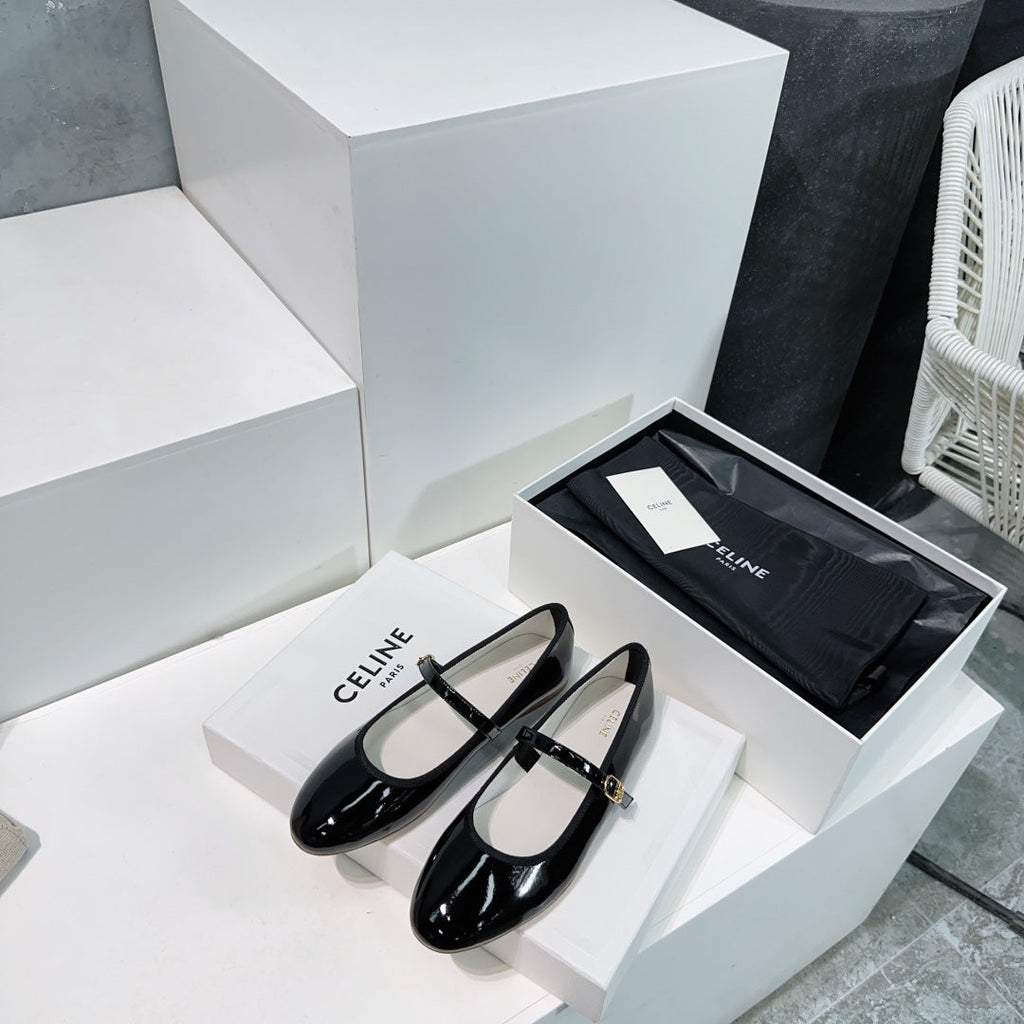 MARRY JANE FLAT IN BLACK PATENT CALFSKIN