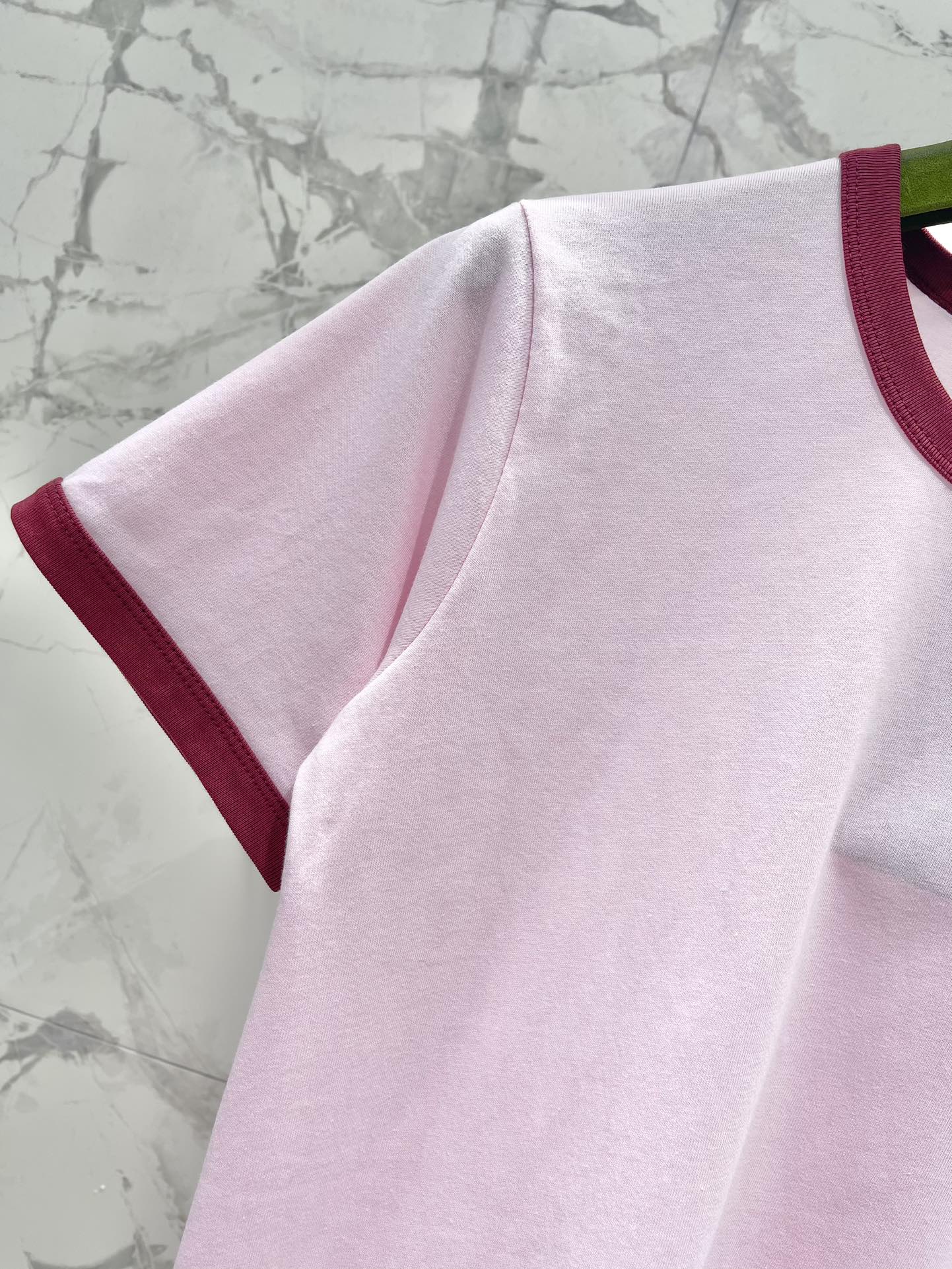 Gucci Embroidered Short Sleeves T-shirt Pink Cotton