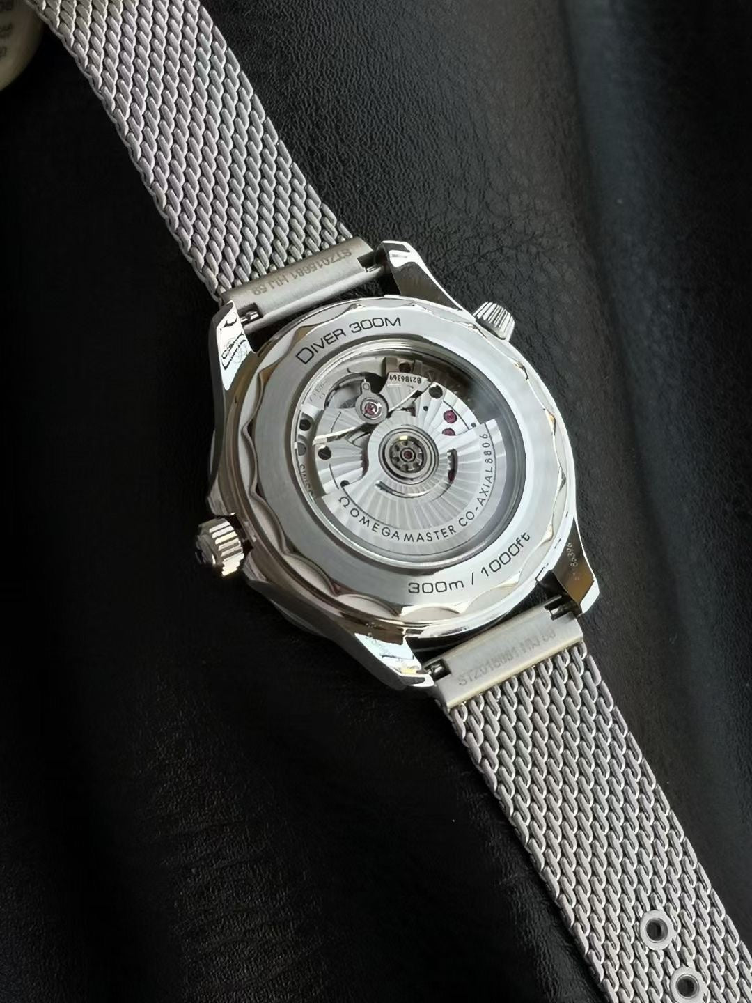 SEAMASTER DIVER 300M SILVER CASE AND BLACK DIAL WITH BRUSHED MESH BRACELET WITH CLASP