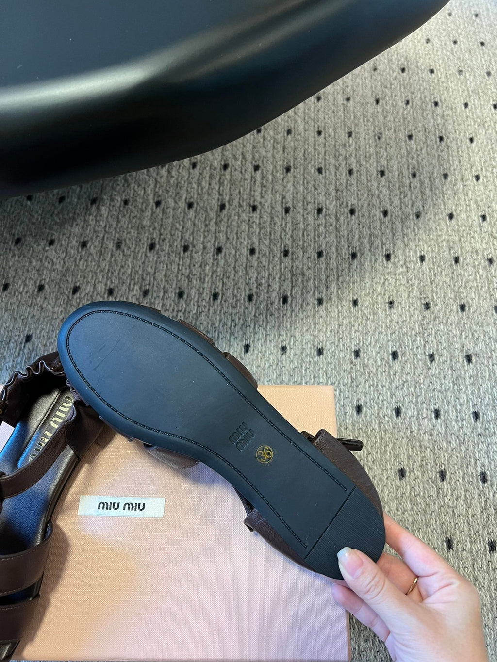 MIUMIU 26S FISHERMAN SANDALS IN DARK BROWN RUCHES NAPPA CALFSKIN
