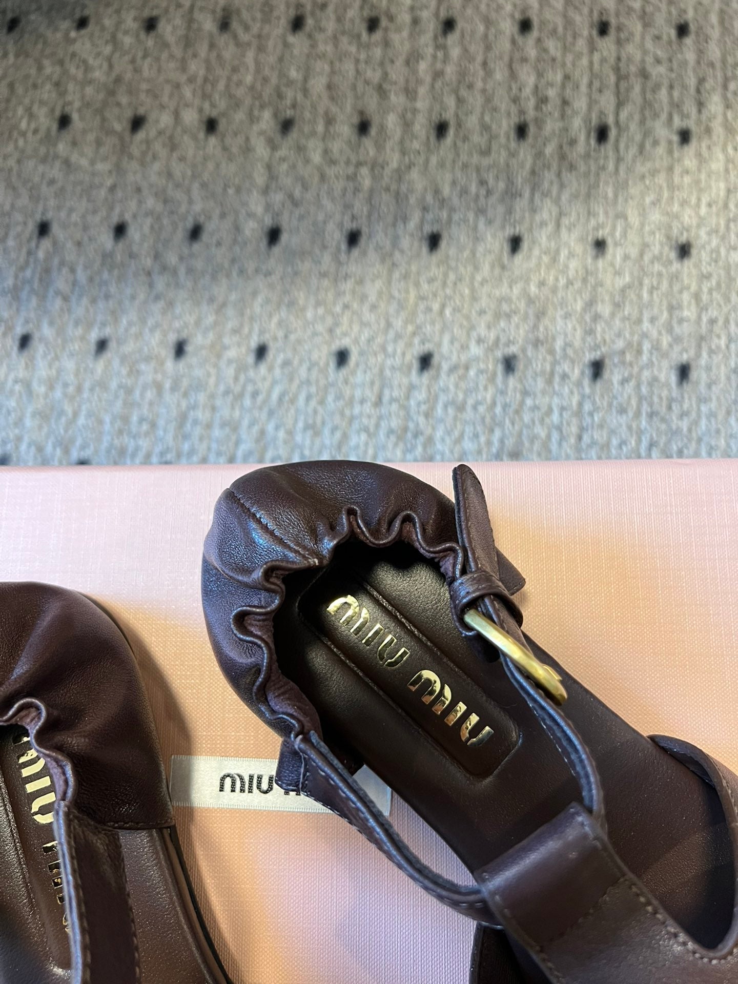 MIUMIU 26S FISHERMAN SANDALS IN DARK BROWN RUCHES NAPPA CALFSKIN