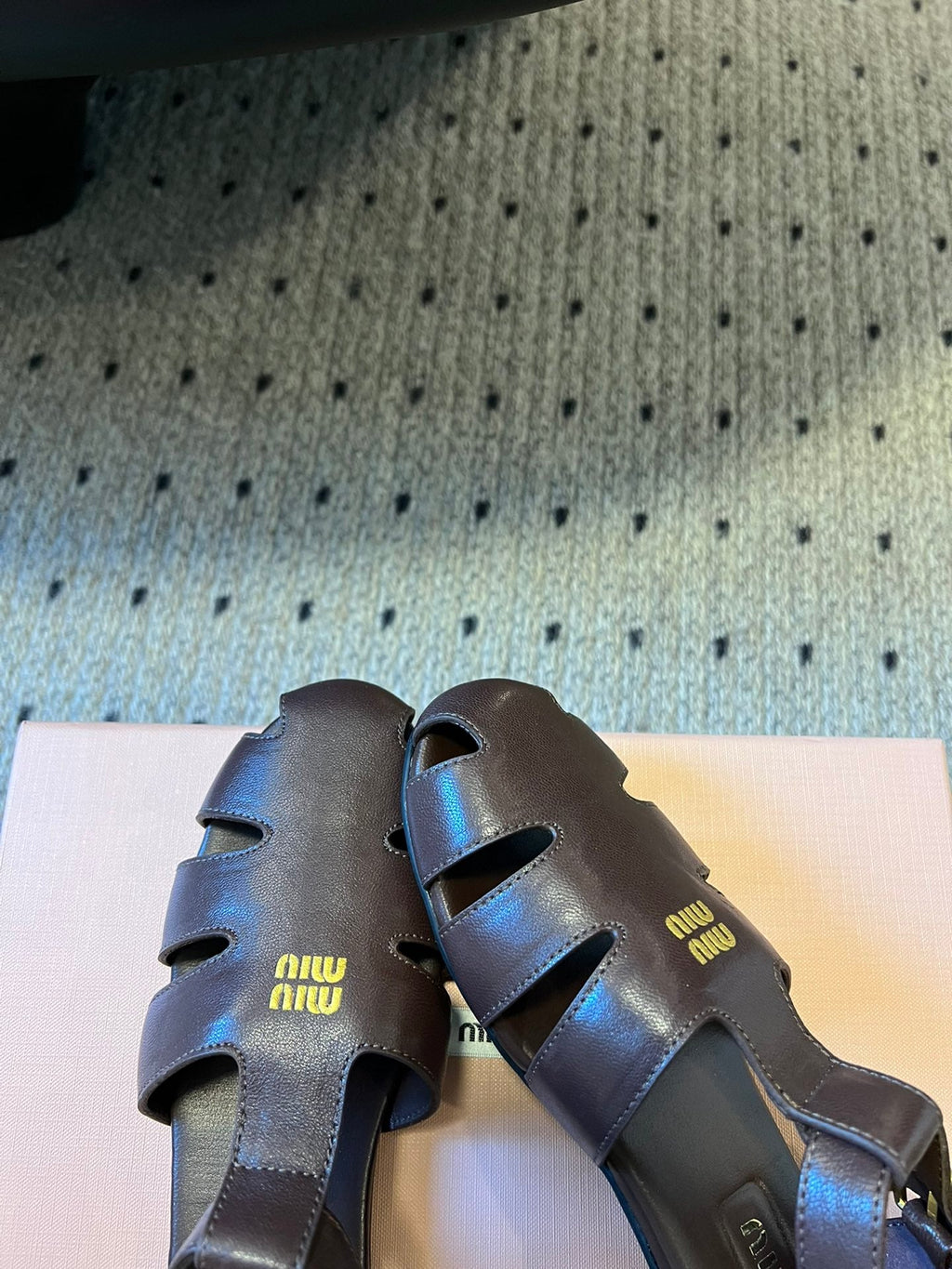 MIUMIU 26S FISHERMAN SANDALS IN DARK BROWN RUCHES NAPPA CALFSKIN