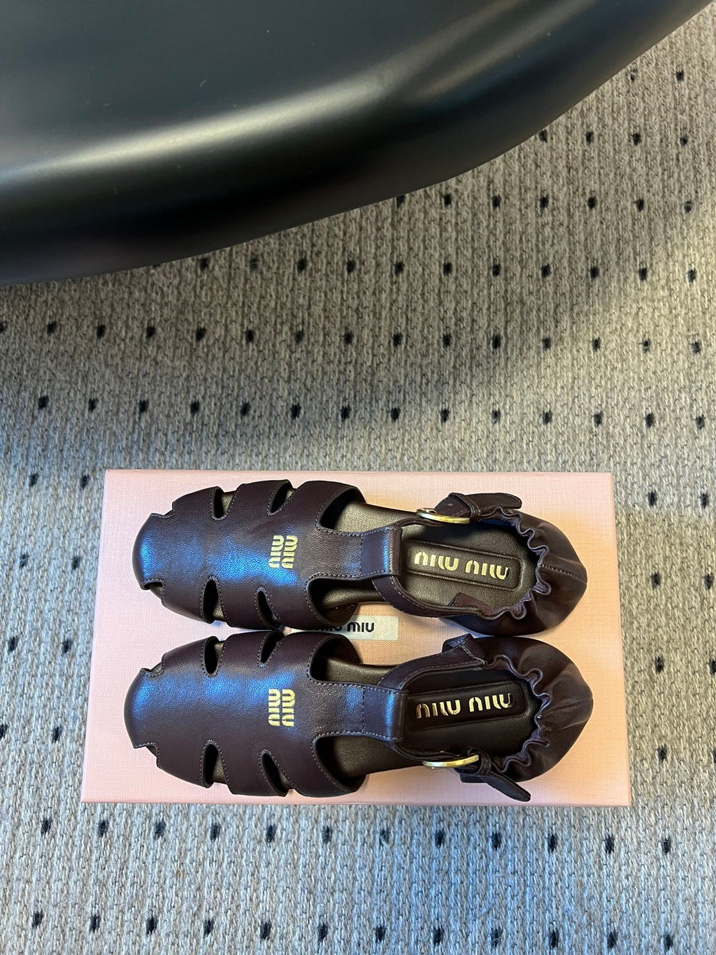MIUMIU 26S FISHERMAN SANDALS IN DARK BROWN RUCHES NAPPA CALFSKIN