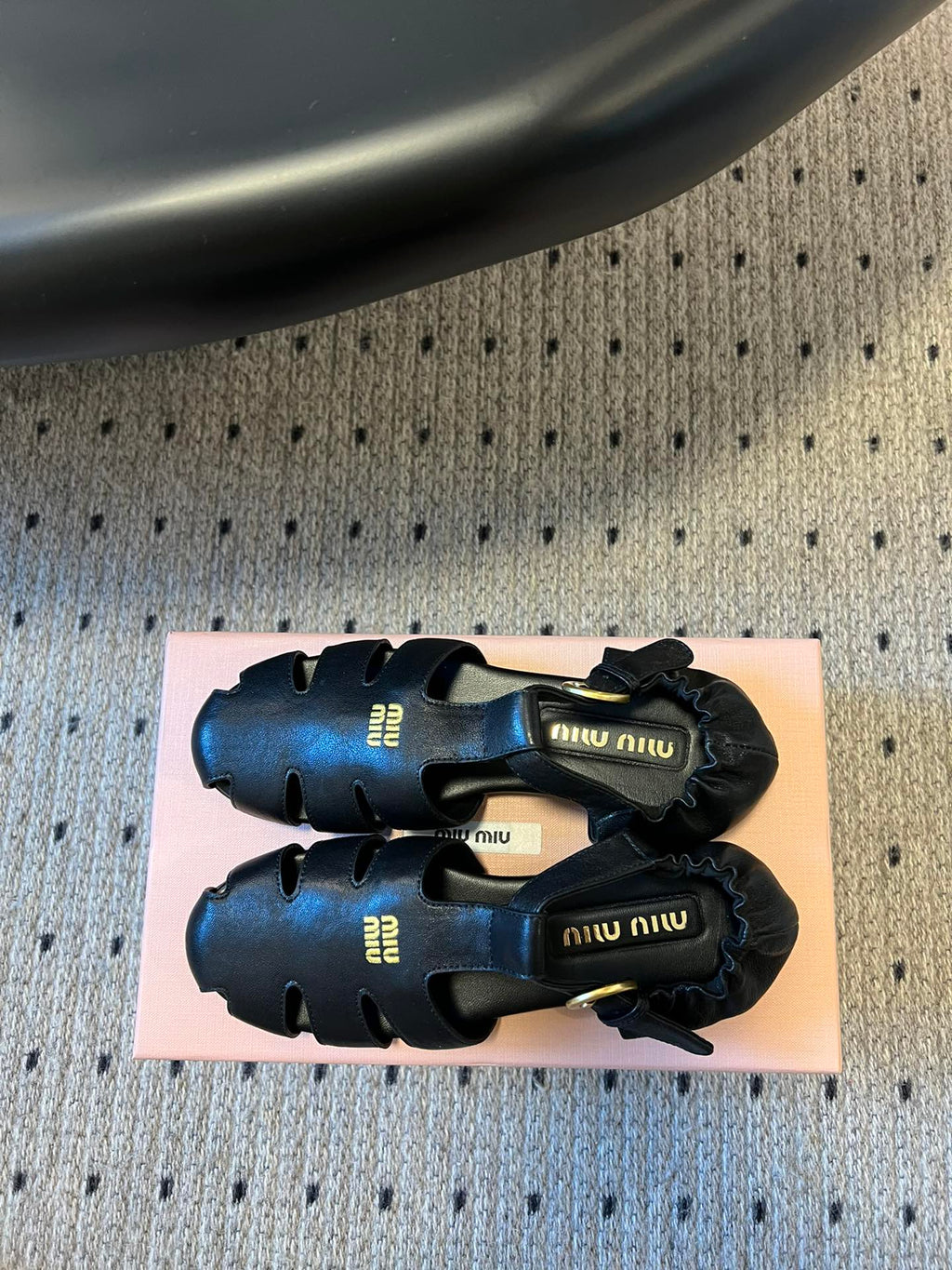 MIUMIU 26S FISHERMAN SANDALS IN BLACK RUCHES NAPPA CALFSKIN
