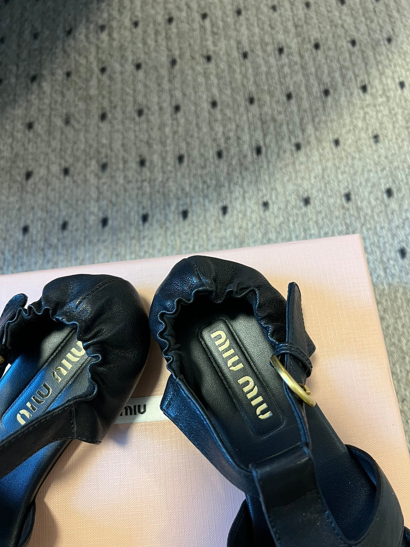 MIUMIU 26S FISHERMAN SANDALS IN BLACK RUCHES NAPPA CALFSKIN