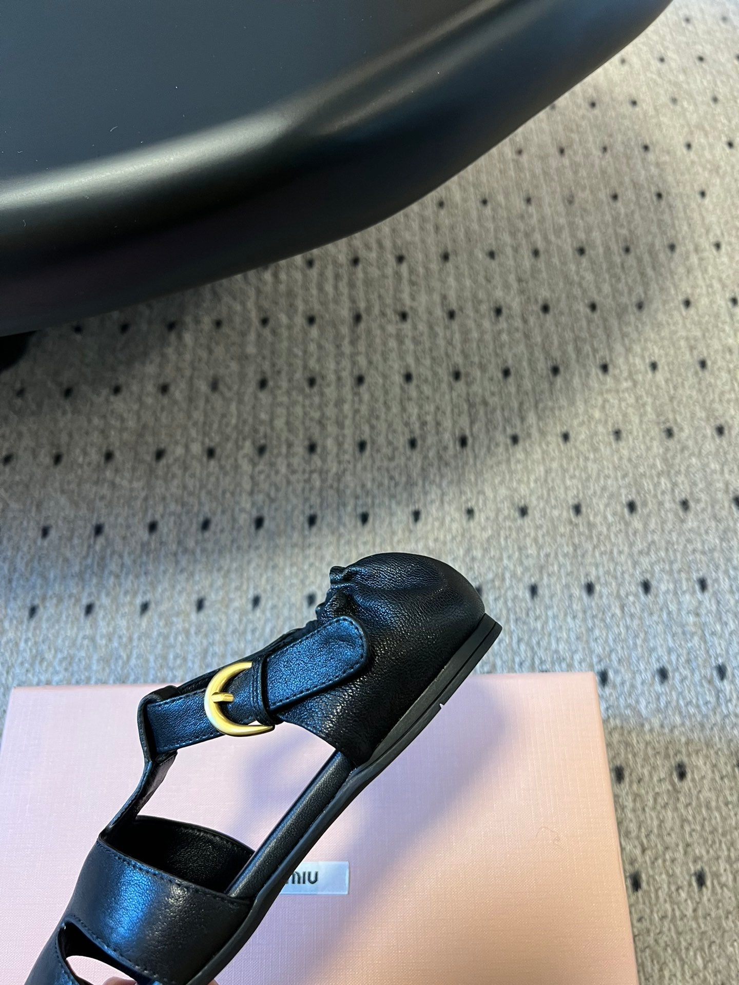 MIUMIU 26S FISHERMAN SANDALS IN BLACK RUCHES NAPPA CALFSKIN