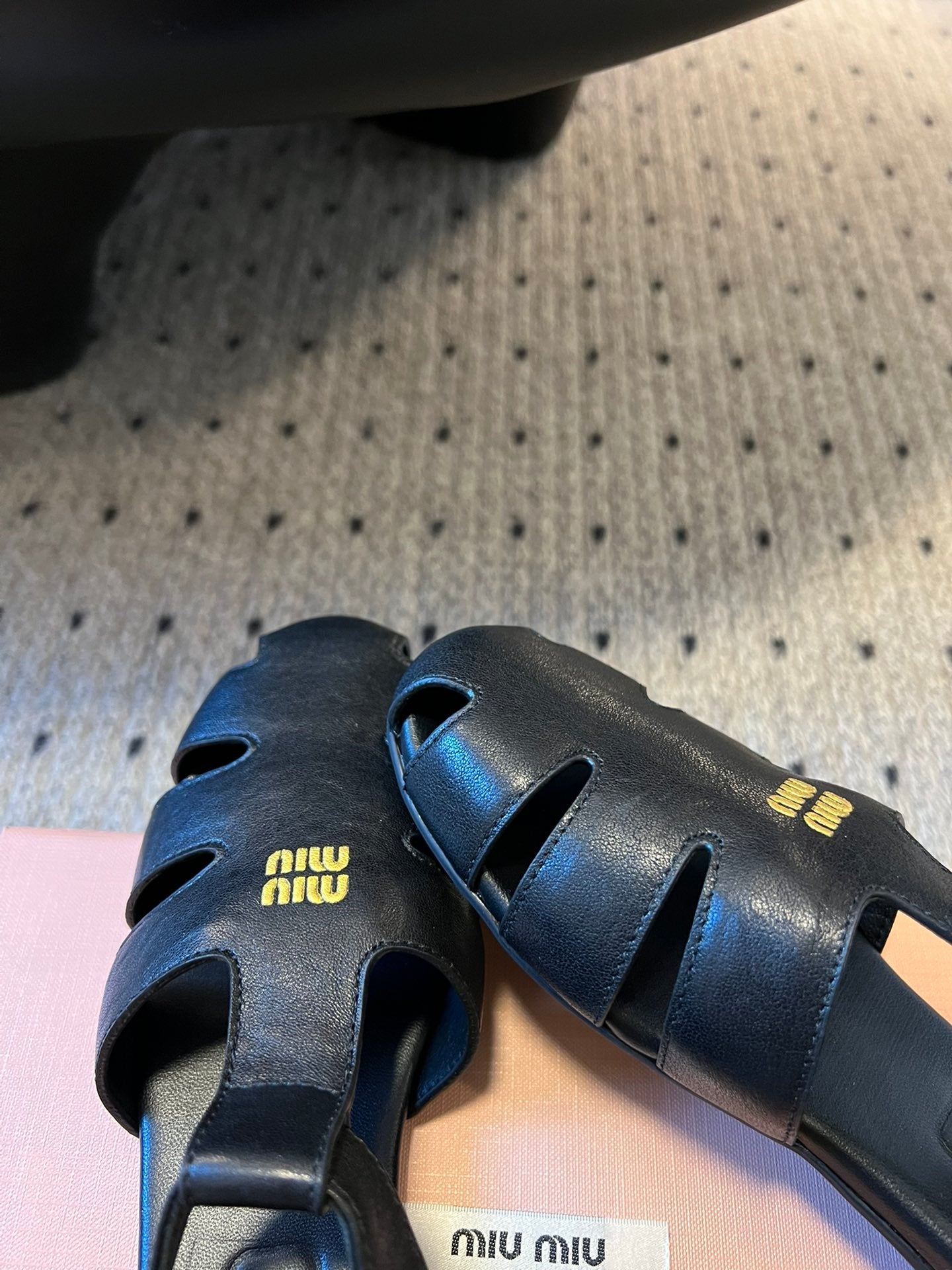 MIUMIU 26S FISHERMAN SANDALS IN BLACK RUCHES NAPPA CALFSKIN