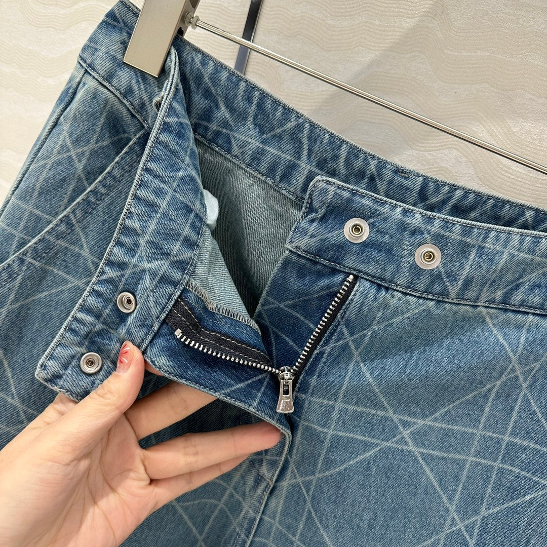 DIOR RETRO WASHED PLAID STRAIGHT-LEG JEANS