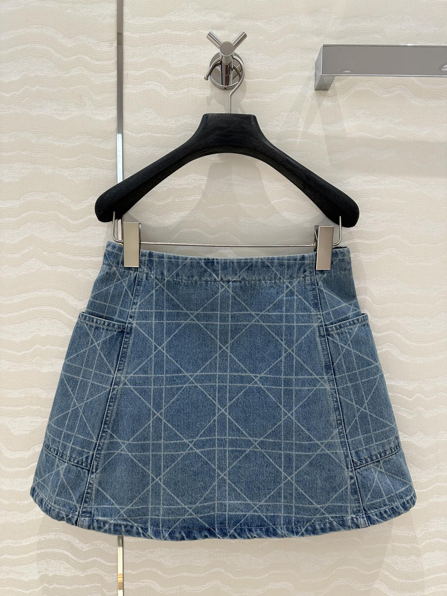 DIOR RETRO WASHED PLARETRO WASHED PLAID DENIM MINI SKIRT