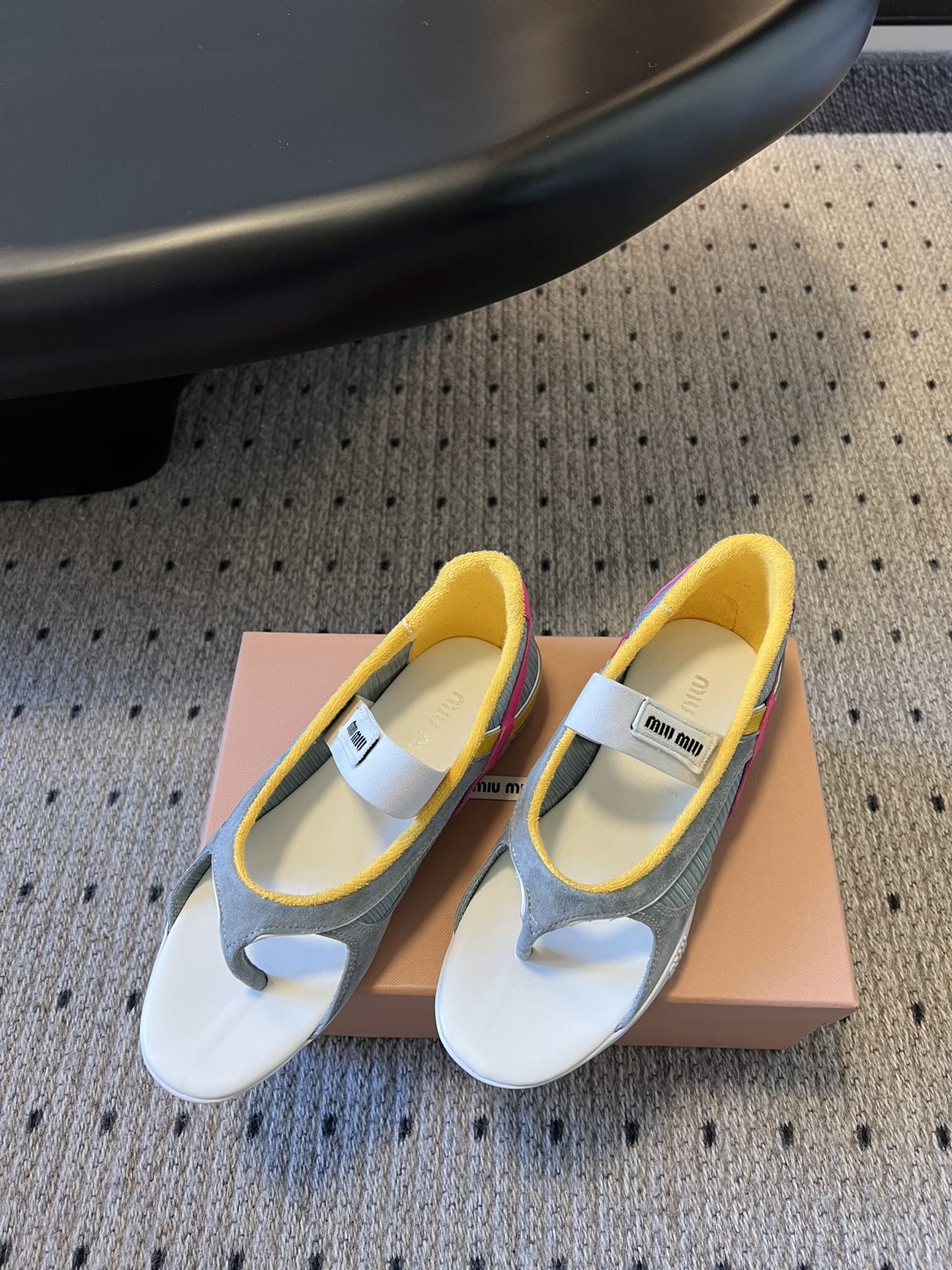 MIUMIU 26S THONG SANDALS IN MULTICOLOR SUEDE MIX TECH FABRIC