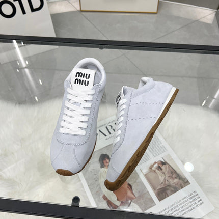 MIUMIU 26S SNEAKERS IN BLUE GRAY SUEDE