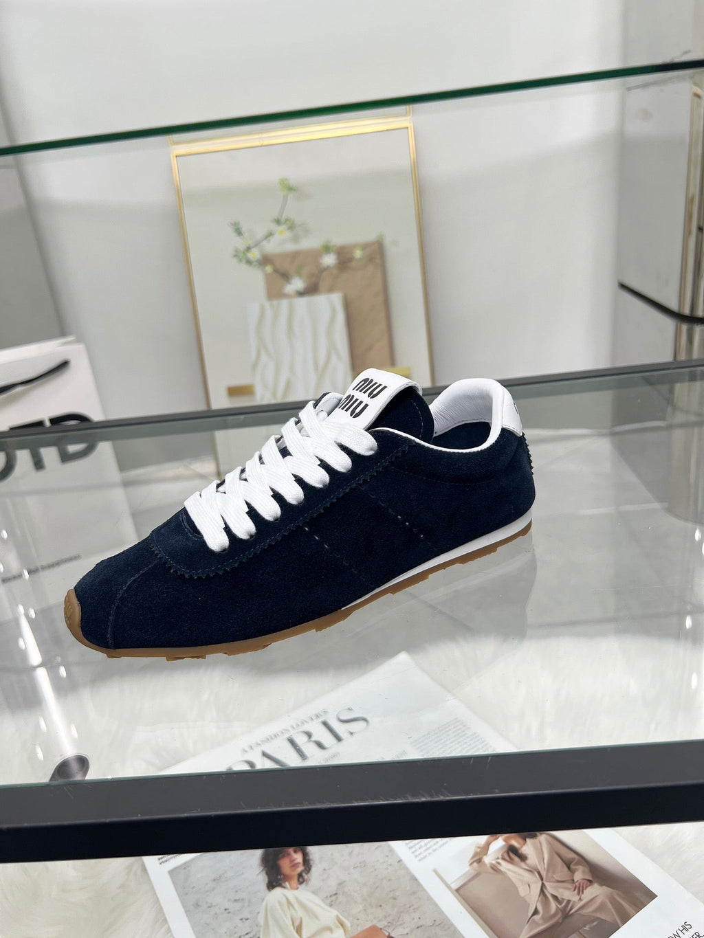 MIUMIU 26S SNEAKERS IN BLUE BLACK SUEDE