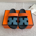 HM 26S CHYPRE SANDAL IN SLATE BLUE AND ORANGE SUEDE