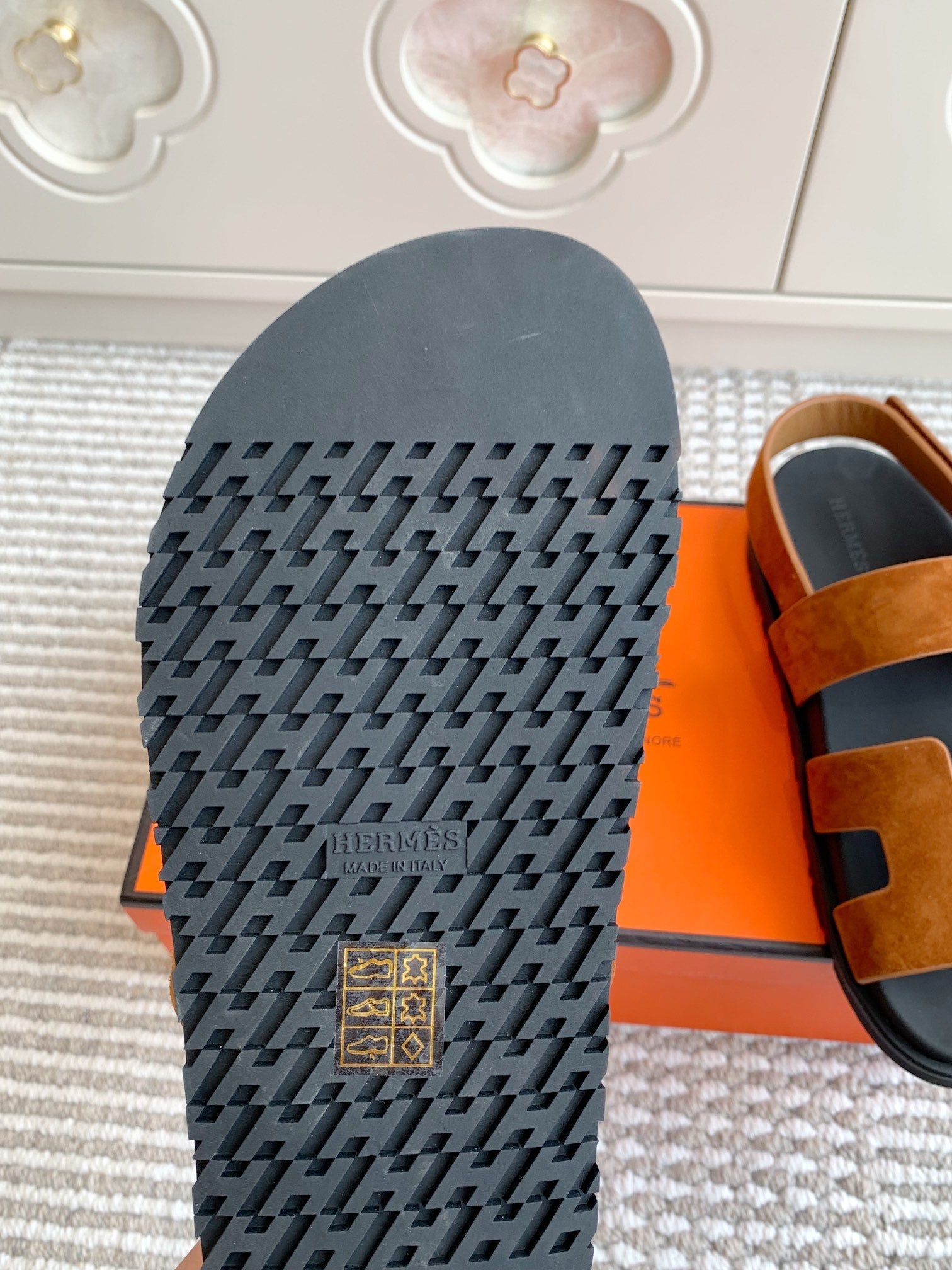 HM 26S CHYPRE SANDAL WITH BACK STRAP IN CARAMEL BROWN SUEDE