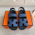 HM 26S CHYPRE SANDAL WITH BACK STRAP IN BLUE SUEDE