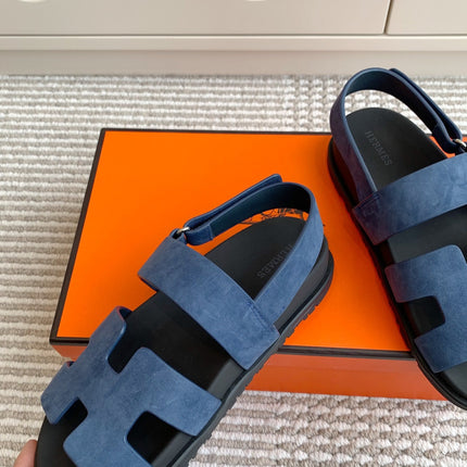 HM 26S CHYPRE SANDAL WITH BACK STRAP IN BLUE SUEDE
