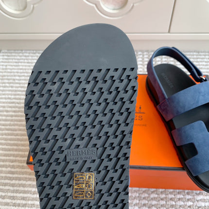 HM 26S CHYPRE SANDAL WITH BACK STRAP IN BLUE SUEDE