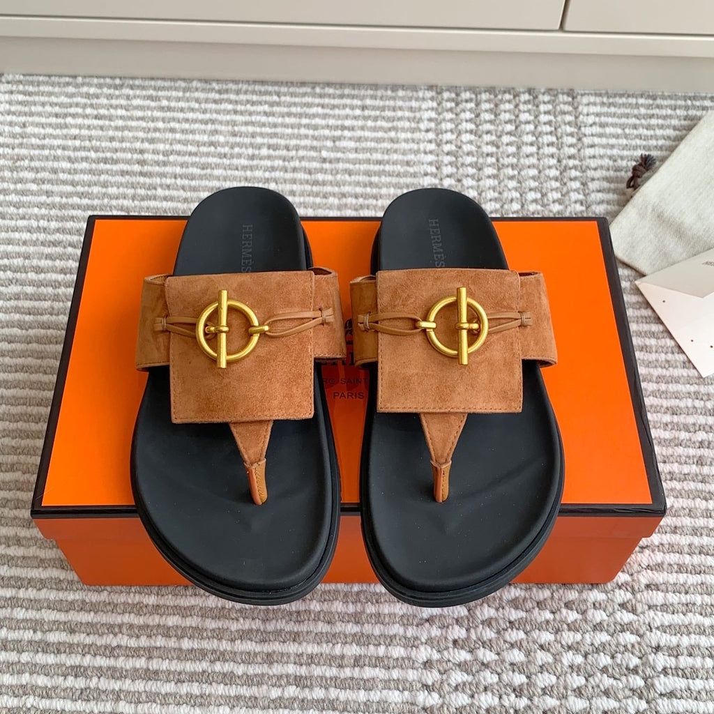HM 26S JOYCE SANDAL IN CARAMEL BROWN SUEDE