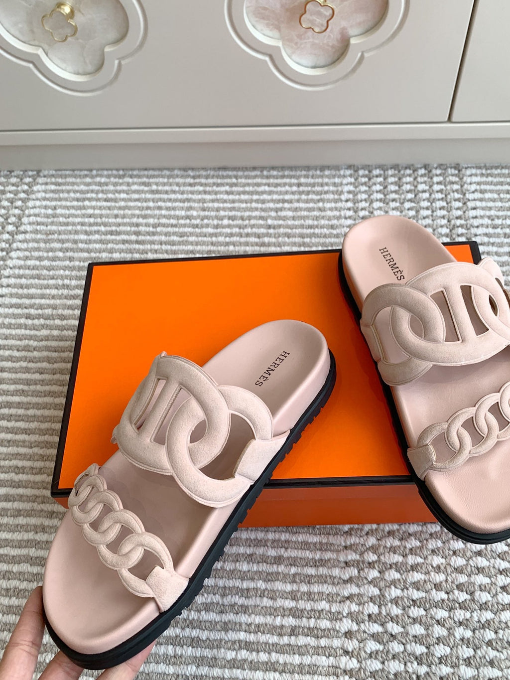 HM 26S EXTRA SANDAL IN LIGHT PINK CALFSKIN AND SUEDE