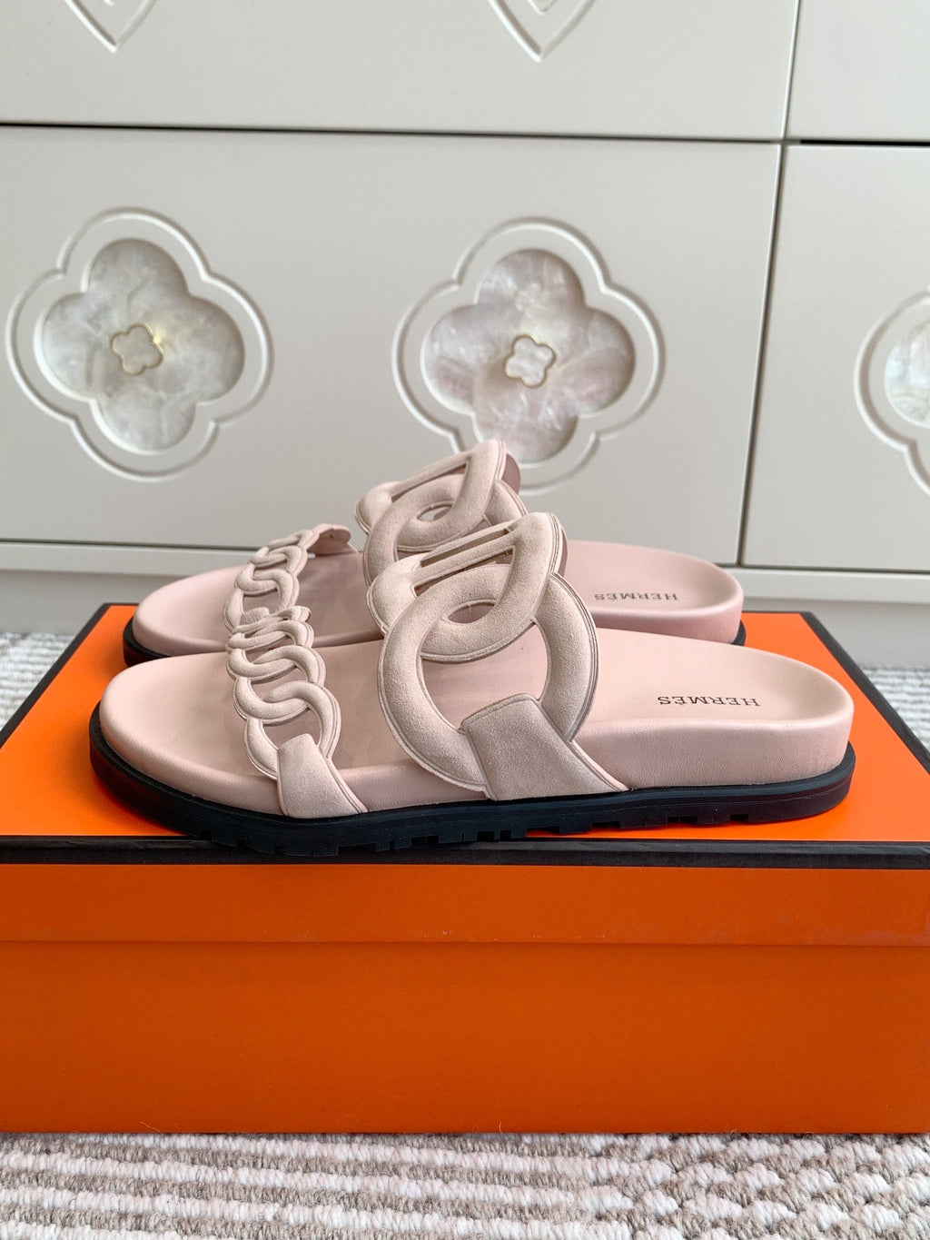 HM 26S EXTRA SANDAL IN LIGHT PINK CALFSKIN AND SUEDE